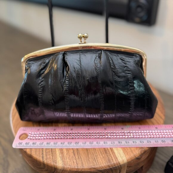 Vintage Black Eel Skin Coin Purse & Lipstick Case Set NWOT - Picture 11 of 11